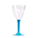 10 verres a vin reutilisables 16cl pied bleu turquoise