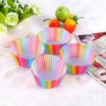 100 pcs / set gteau tasse moules rsistant a la chaleur papier arc - en - ciel gteau cupcake ptisserie ...