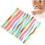 10pcs chat spring tube, bton jouet chat, bton jouet chat jouet pliant libre forme de ressort multicolore ...