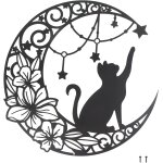 11, 8  art mural noir en m�tal - aqsacokiya - chat qui choisit des �toiles sur la lune d�coration murale ...