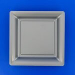 12 assiettes plates carr�es r�utilisables 24cm gris