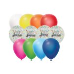 12 ballons latex bio confettis anniversaire colore