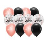 12 ballons latex bio confettis anniversaire rose