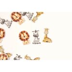 12 confettis bois animaux de la savane 3x2. 2cm