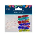 12 piques a cocktail parasol multicolore