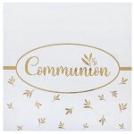 12 serviettes papier communion or 33cm blanc