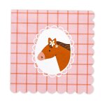 12 serviettes papier feston cheval 33cm rose