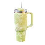 1200ml - vert - bouteille d'eau thermique en acier inoxydable avec poigne, gobelet en paille a caf, ...