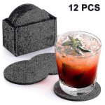 12pcs gris fonc� feutre dessous de verre pour boisson feutre absorbant sous - verres pour tasses bois ...