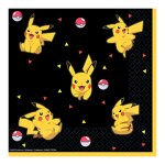 16 serviettes papier pokemon pikachu 33cm noir
