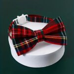 1pc collier de chat dtachable pour animaux de compagnie noeud papillon et cloche mignon plaid nol rouge ...