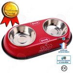 2 en 1 double bol distributeur de nourritures gamelle en acier inox ecuelle a chat bols support petit ...