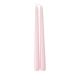 2 bougies flambeau coniques 25cm 7h rose poudre