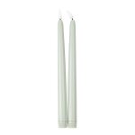 2 bougies flambeau coniques led 27. 5cm sauge