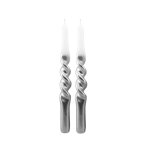 2 bougies flambeau torsade blanc 28. 8cm 9h argent