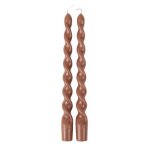 2 bougies flambeau torsadees 25cm 7h camel