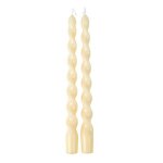 2 bougies flambeau torsadees 25cm 7h jaune pale