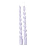 2 bougies flambeau torsadees 25cm 7h lilas
