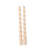 2 bougies flambeau torsadees 25cm 7h nude