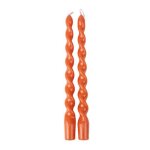 2 bougies flambeau torsadees 25cm 7h orange