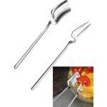 2 cuill�res a caf� et fourchettes a p�tisserie en acier inoxydable 304 design suspendu brillant 14 cm ...