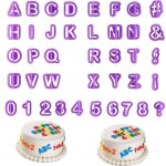 2 ensembles de symboles de moule a biscuits en plastique alphanum�riques de 40 pi�ces, moule d'impression ...