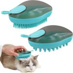 2 pack dog bath brush pet grooming brush soothing rubber bath brush with dispenser for short and long ...
