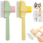 2 pack self cleaning pet brush grooming comb for short and long hair with self - cleaning function (green ...