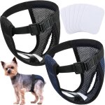 2 paquets noir et bleu (s)couches pour chien femelles lavables pantalon pour chien de protection avec ...
