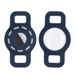 2 pcs (bleu fonc�) le traceur n'est pas inclus airtag pet collar silicone cover, ajustable airtag portable ...