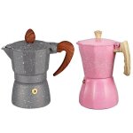 2 pcs cafetire moka cafetire moka filtre en aluminium moka cafetire, gris & rose