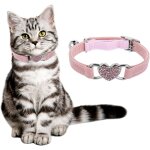 2 pcs collier de chat en forme de coeur avec clochette, colliers de chaton r�glables avec ceinture de ...