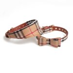 2 pi�ces?brun? ensemble collier et laisse pour chien, r�glables n�ud papillon bandana pour les promenades ...