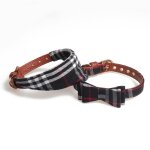 2 pi�ces?noir? ensemble collier et laisse pour chien, r�glables n�ud papillon bandana pour les promenades ...