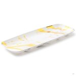 2 plateaux rectangles 44x16cm blanc or