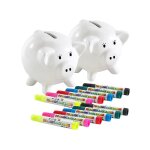 2 tirelires cochon en porcelaine personnalisables