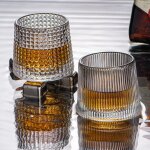 2 verres a whisky rotatifs, tasse a whisky cadeaux pour hommes, gobelet a boire bar verrerie pour vin ...