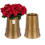 2 x flacon vase cône de bougie de cimetière doré 24x18, 5 cm composition funéraire 2 x flacon vase cône de bougie de cimetière doré 24x18, 5 cm composition funéraire