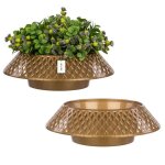 2 x pot de fleurs pour le cimeti�re bowl pot gold round Ø 23 cm composition grave ajour�e