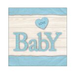 20 serviettes papier bebe amour 33cm bleu