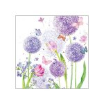 20 serviettes papier fleurs boule 33cm