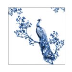 20 serviettes papier paon royal bleu 33cm