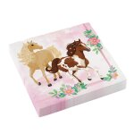 20 serviettes papier poney chevaux fleurs 33cm