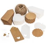 200pcs �tiquettes de cadeau papier kraft avec ficelle de jute naturelle 30m arts et m�tiers pour mariage ...