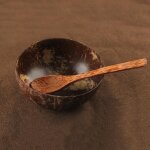2021 12 - 15cmnatural bol de noix de coco ensemble fait a la main de noix de coco vaisselle cuillre ...