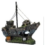 2025 - ornement d'aquarium, sculpture dcorative en rsine (15 x 5 x 13 cm, bateau de pche)