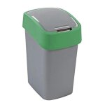 2045040 flip bin poubelle plastique argent - vert 50 l 6644