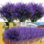 24 pcs lavande fleurs artificielles, d�coration ext�rieure de plante de fausse fleur, balcon de bureau ...