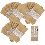 24 pièces de couverts en toile de jute, 11 x 21cm de couverts en toile de jute pour la décoration de ... 24 pièces de couverts en toile de jute, 11 x 21cm de couverts en toile de jute pour la décoration de ...