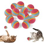 24 pi�ces balle pour chat rainbow jouet chat interieur petite balle en mousse jouet interactif pour int�rieur ...